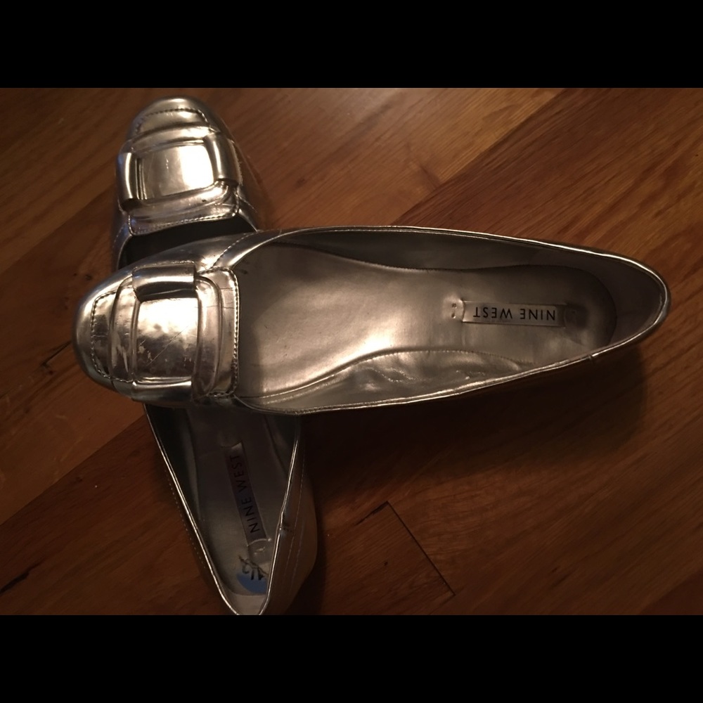 Silver size 7.5 Nine West flats